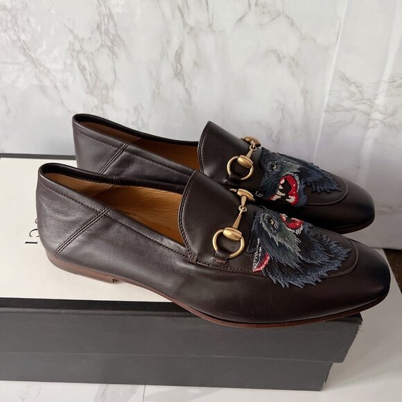 Gucci Brixton Horsebit Mens Loafers Wolf Brown Leather UK 7 US 8 *Authentic - Picture 5 of 13